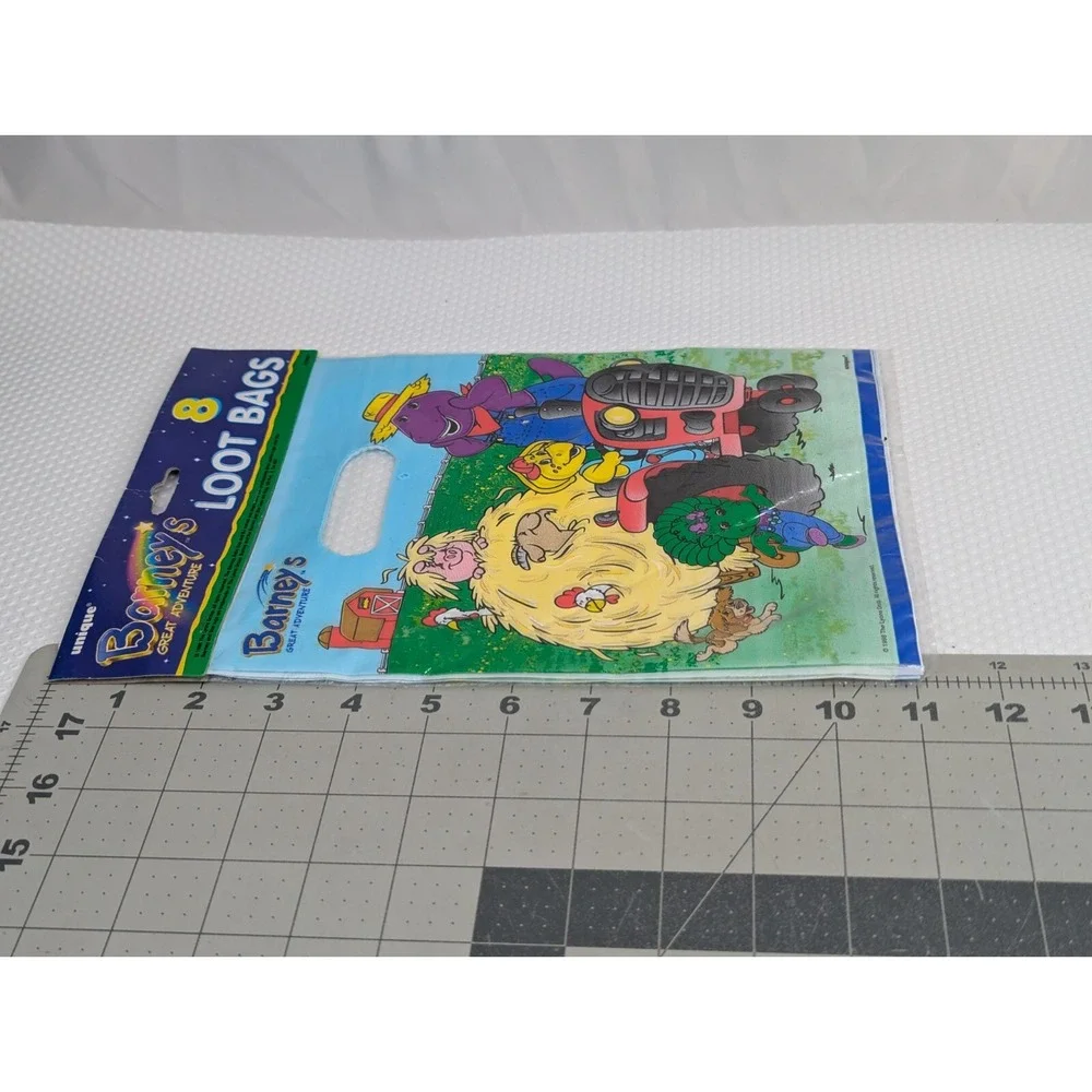 Barney Dinosaur Birthday Loot Favor‎ Bag Lot Sealed 1998